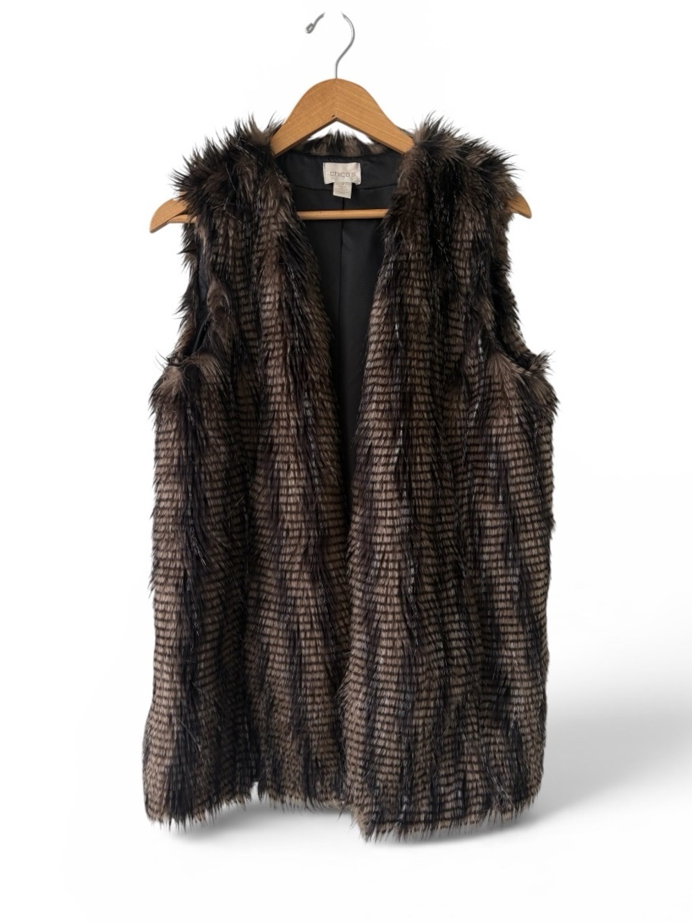 Chico’s Faux Fur Open Front Vest Medium ( Chico's Size 1)